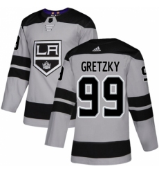 Men's Adidas Los Angeles Kings #99 Wayne Gretzky Premier Gray Alternate NHL Jersey