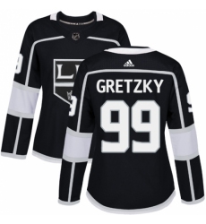 Women's Adidas Los Angeles Kings #99 Wayne Gretzky Authentic Black Home NHL Jersey