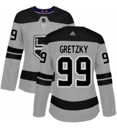 Women's Adidas Los Angeles Kings #99 Wayne Gretzky Authentic Gray Alternate NHL Jersey