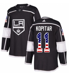 Men's Adidas Los Angeles Kings #11 Anze Kopitar Authentic Black USA Flag Fashion NHL Jersey
