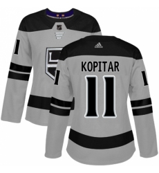 Women's Adidas Los Angeles Kings #11 Anze Kopitar Authentic Gray Alternate NHL Jersey