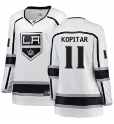 Women's Los Angeles Kings #11 Anze Kopitar Authentic White Away Fanatics Branded Breakaway NHL Jersey