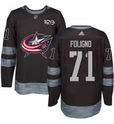 Men's Adidas Columbus Blue Jackets #71 Nick Foligno Authentic Black 1917-2017 100th Anniversary NHL Jersey