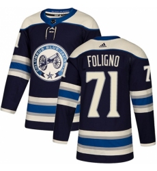 Men's Adidas Columbus Blue Jackets #71 Nick Foligno Authentic Navy Blue Alternate NHL Jersey