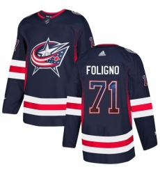 Men's Adidas Columbus Blue Jackets #71 Nick Foligno Authentic Navy Blue Drift Fashion NHL Jersey