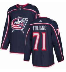 Men's Adidas Columbus Blue Jackets #71 Nick Foligno Authentic Navy Blue Home NHL Jersey