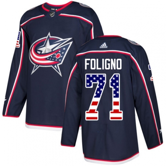 Men's Adidas Columbus Blue Jackets #71 Nick Foligno Authentic Navy Blue USA Flag Fashion NHL Jersey Men's Adidas Columbus Blue Jackets #71 Nick Foligno Authentic Navy Blue USA Flag Fashion NHL Jersey