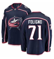 Men's Columbus Blue Jackets #71 Nick Foligno Fanatics Branded Navy Blue Home Breakaway NHL Jersey