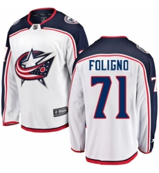 Men's Columbus Blue Jackets #71 Nick Foligno Fanatics Branded White Away Breakaway NHL Jersey
