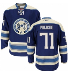 Men's Reebok Columbus Blue Jackets #71 Nick Foligno Premier Navy Blue Third NHL Jersey