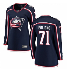 Women's Columbus Blue Jackets #71 Nick Foligno Fanatics Branded Navy Blue Home Breakaway NHL Jersey