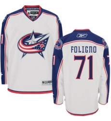 Women's Reebok Columbus Blue Jackets #71 Nick Foligno Authentic White Away NHL Jersey