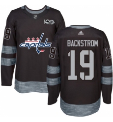 Men's Adidas Washington Capitals #19 Nicklas Backstrom Authentic Black 1917-2017 100th Anniversary NHL Jersey