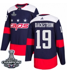 Men's Adidas Washington Capitals #19 Nicklas Backstrom Authentic Navy Blue 2018 Stadium Series 2018 Stanley Cup Final Champions NHL Jersey