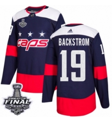 Men's Adidas Washington Capitals #19 Nicklas Backstrom Authentic Navy Blue 2018 Stadium Series 2018 Stanley Cup Final NHL Jersey