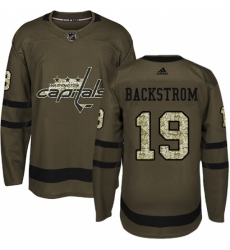 Men's Adidas Washington Capitals #19 Nicklas Backstrom Premier Green Salute to Service NHL Jersey