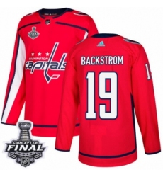 Men's Adidas Washington Capitals #19 Nicklas Backstrom Premier Red Home 2018 Stanley Cup Final NHL Jersey