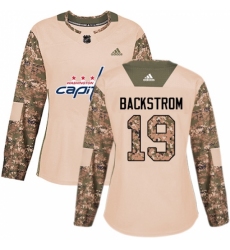 Women's Adidas Washington Capitals #19 Nicklas Backstrom Authentic Camo Veterans Day Practice NHL Jersey