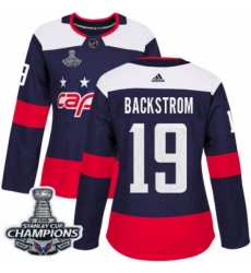 Women's Adidas Washington Capitals #19 Nicklas Backstrom Authentic Navy Blue 2018 Stadium Series 2018 Stanley Cup Final Champions NHL Jersey