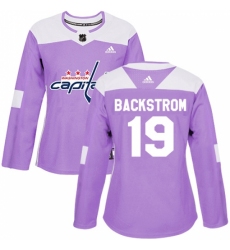 Women's Adidas Washington Capitals #19 Nicklas Backstrom Authentic Purple Fights Cancer Practice NHL Jersey
