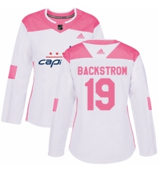Women's Adidas Washington Capitals #19 Nicklas Backstrom Authentic White/Pink Fashion NHL Jersey