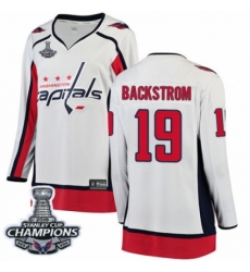 Women's Washington Capitals #19 Nicklas Backstrom Fanatics Branded White Away Breakaway 2018 Stanley Cup Final Champions NHL Jersey