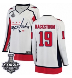 Women's Washington Capitals #19 Nicklas Backstrom Fanatics Branded White Away Breakaway 2018 Stanley Cup Final NHL Jersey