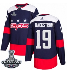 Youth Adidas Washington Capitals #19 Nicklas Backstrom Authentic Navy Blue 2018 Stadium Series 2018 Stanley Cup Final Champions NHL Jersey