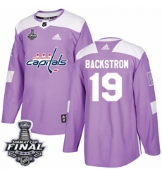 Youth Adidas Washington Capitals #19 Nicklas Backstrom Authentic Purple Fights Cancer Practice 2018 Stanley Cup Final NHL Jersey