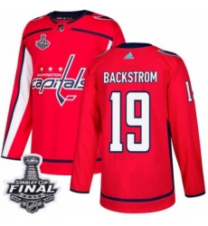 Youth Adidas Washington Capitals #19 Nicklas Backstrom Authentic Red Home 2018 Stanley Cup Final NHL Jersey