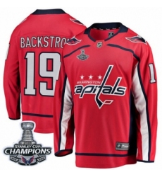 Youth Washington Capitals #19 Nicklas Backstrom Fanatics Branded Red Home Breakaway 2018 Stanley Cup Final Champions NHL Jersey