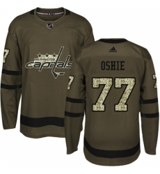 Men's Adidas Washington Capitals #77 T.J. Oshie Authentic Green Salute to Service NHL Jersey