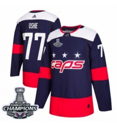 Men's Adidas Washington Capitals #77 T.J. Oshie Authentic Navy Blue 2018 Stadium Series 2018 Stanley Cup Final Champions NHL Jersey