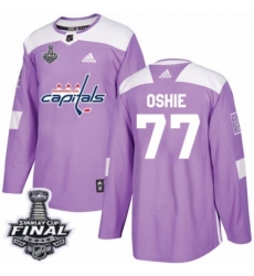 Men's Adidas Washington Capitals #77 T.J. Oshie Authentic Purple Fights Cancer Practice 2018 Stanley Cup Final NHL Jersey