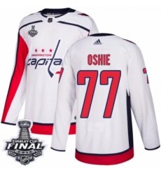 Men's Adidas Washington Capitals #77 T.J. Oshie Authentic White Away 2018 Stanley Cup Final NHL Jersey