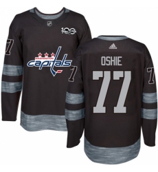 Men's Adidas Washington Capitals #77 T.J. Oshie Premier Black 1917-2017 100th Anniversary NHL Jersey