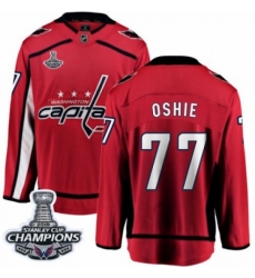 Men's Washington Capitals #77 T.J. Oshie Fanatics Branded Red Home Breakaway 2018 Stanley Cup Final Champions NHL Jersey