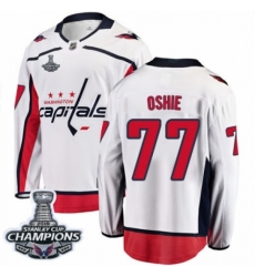 Men's Washington Capitals #77 T.J. Oshie Fanatics Branded White Away Breakaway 2018 Stanley Cup Final Champions NHL Jersey