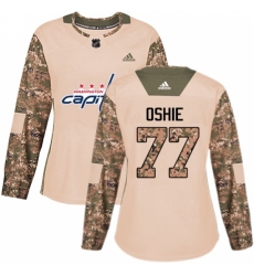 Women's Adidas Washington Capitals #77 T.J. Oshie Authentic Camo Veterans Day Practice NHL Jersey
