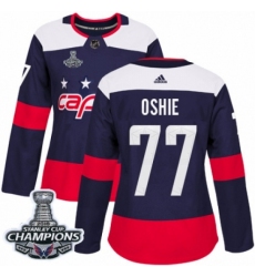Women's Adidas Washington Capitals #77 T.J. Oshie Authentic Navy Blue 2018 Stadium Series 2018 Stanley Cup Final Champions NHL Jersey