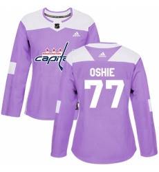 Women's Adidas Washington Capitals #77 T.J. Oshie Authentic Purple Fights Cancer Practice NHL Jersey