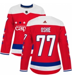 Women's Adidas Washington Capitals #77 T.J. Oshie Authentic Red Alternate NHL Jersey