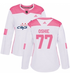 Women's Adidas Washington Capitals #77 T.J. Oshie Authentic White/Pink Fashion NHL Jersey