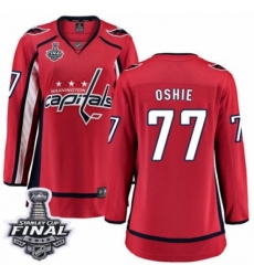 Women's Washington Capitals #77 T.J. Oshie Fanatics Branded Red Home Breakaway 2018 Stanley Cup Final NHL Jersey