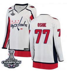 Women's Washington Capitals #77 T.J. Oshie Fanatics Branded White Away Breakaway 2018 Stanley Cup Final Champions NHL Jersey