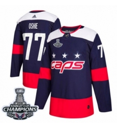 Youth Adidas Washington Capitals #77 T.J. Oshie Authentic Navy Blue 2018 Stadium Series 2018 Stanley Cup Final Champions NHL Jersey