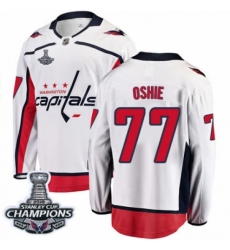Youth Washington Capitals #77 T.J. Oshie Fanatics Branded White Away Breakaway 2018 Stanley Cup Final Champions NHL Jersey