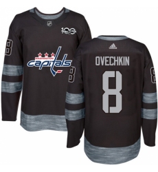 Men's Adidas Washington Capitals #8 Alex Ovechkin Authentic Black 1917-2017 100th Anniversary NHL Jersey
