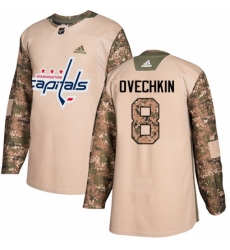 Men's Adidas Washington Capitals #8 Alex Ovechkin Authentic Camo Veterans Day Practice NHL Jersey