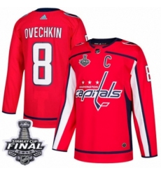 Men's Adidas Washington Capitals #8 Alex Ovechkin Premier Red Home 2018 Stanley Cup Final NHL Jersey